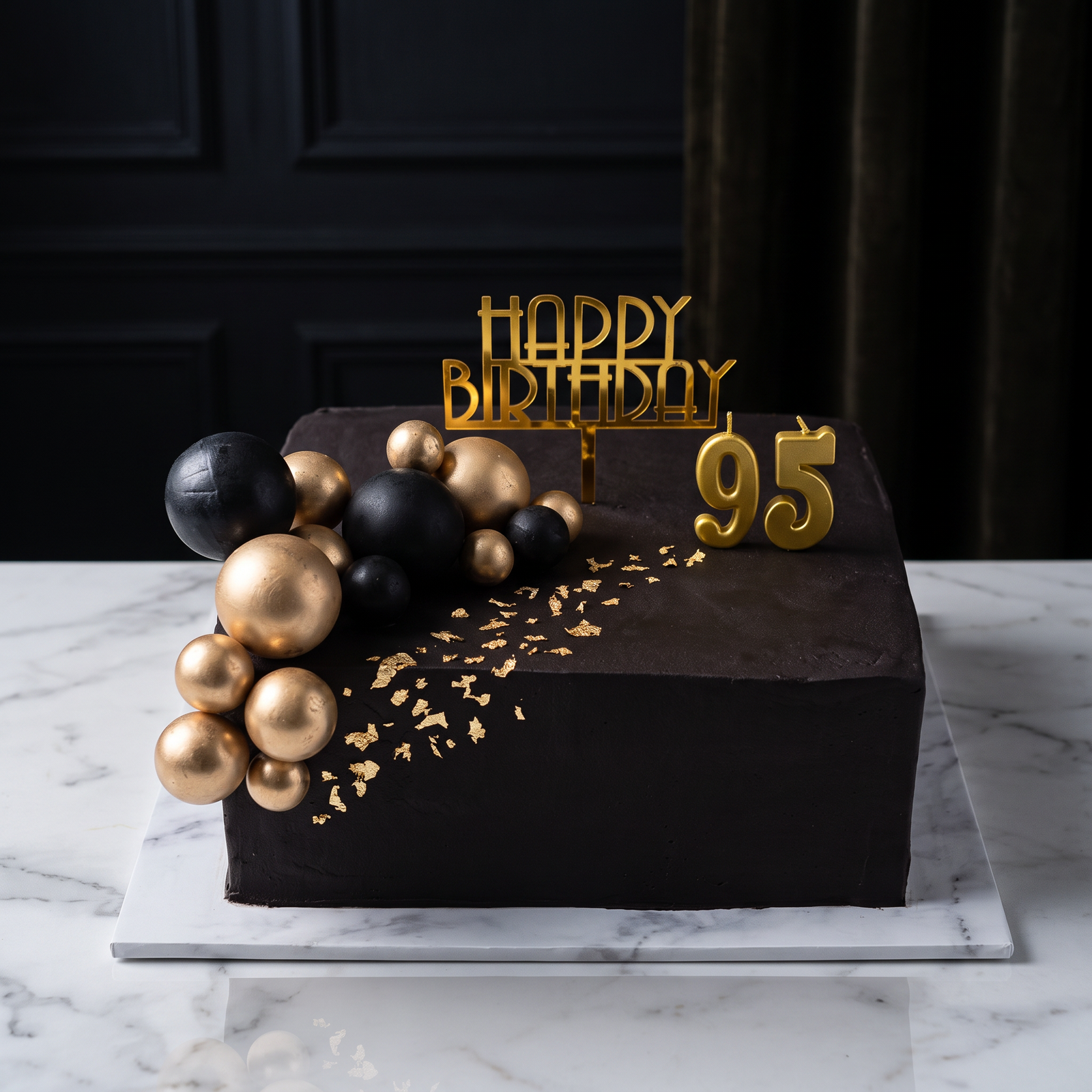 Kue Kotak Elegan Hitam Gold