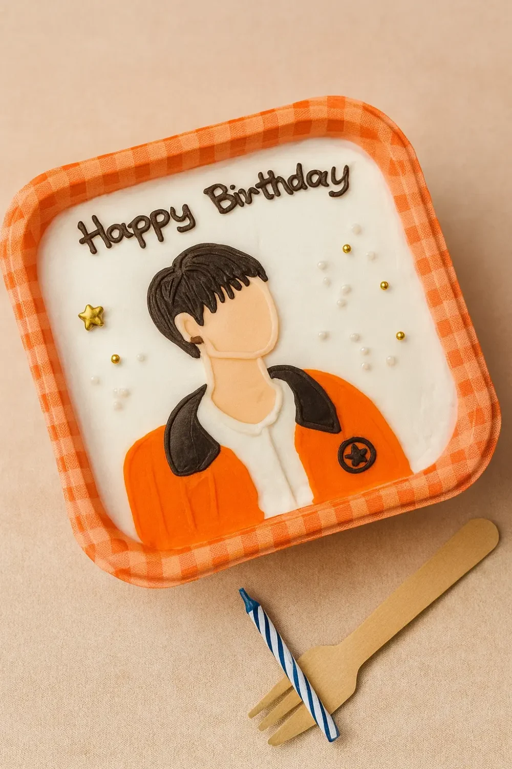 Bento Cake Potret Karakter Jaket Oranye