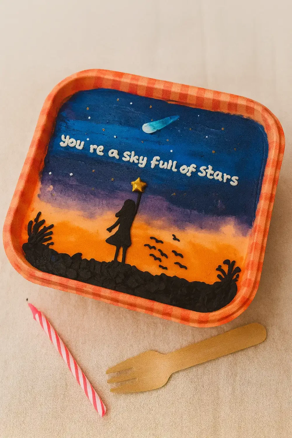 Bento Cake Siluet Gadis & Bintang Jatuh