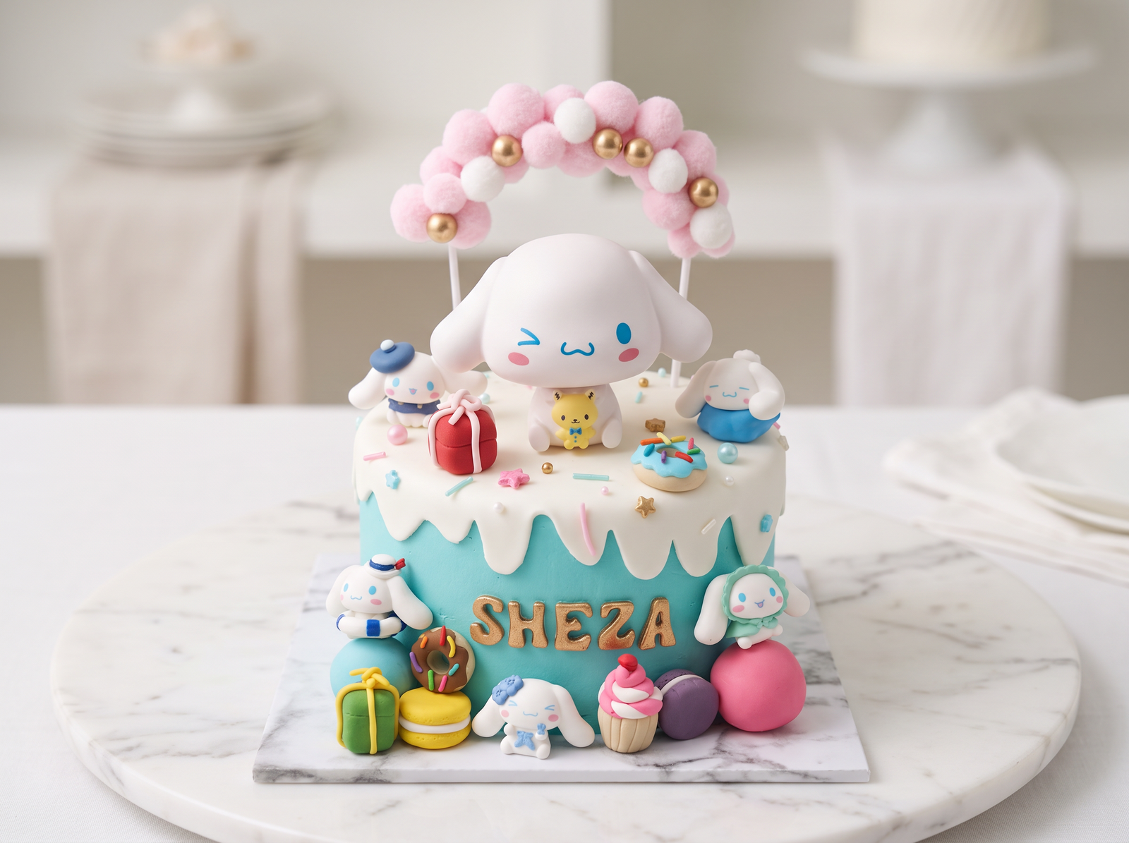 Kue Drip Karakter Anjing Putih Lucu